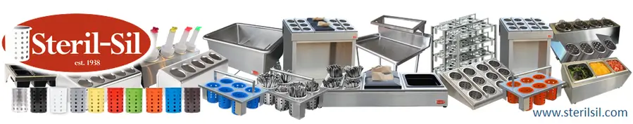 A variety of commercial kitchen equipment is shown.